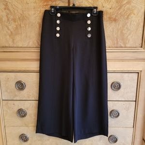 LOFT Fluid Cropped Sailor Pants Black Size 0 NWT